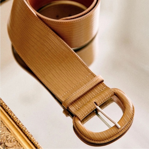 Sezane Masha Lizard-Embossed Leather Belt Sz 80 - Picture 1 of 15